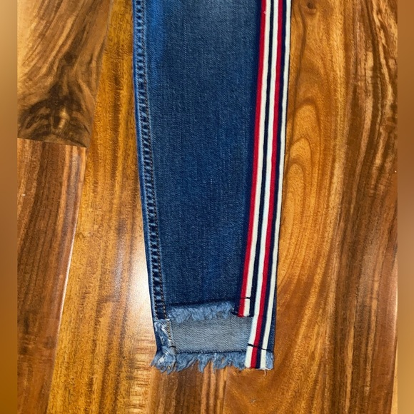 Vigoss Y2K Jeans Jagger Skinny Frayed Step Hem Racing Stripe Fading Sz W26 L2 - Picture 4 of 16